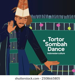 Idea de Plantilla de publicación de redes sociales con ilustración de diseño de bailarina de Indonesia