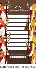 Social Media post template idea with Indonesia Bali dancer illustration