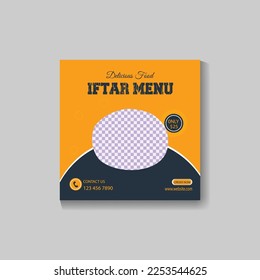 plantilla de publicación de medios sociales para el menú Iftar