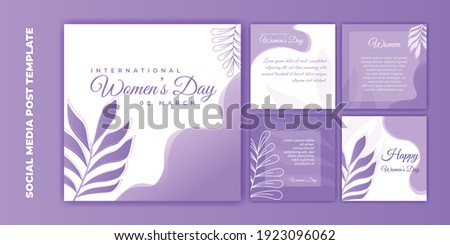 Social Media post template. International Women's Day banner design. Set of social media template with purple feminine design. Good template for online advertising template.