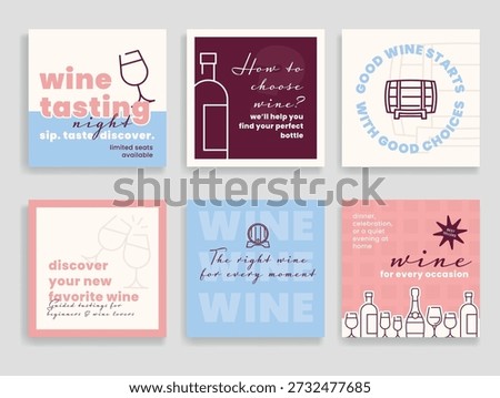 A social media post template inviting everyone to a wine tasting and discover new flavors and wines for any occasion at the winery.