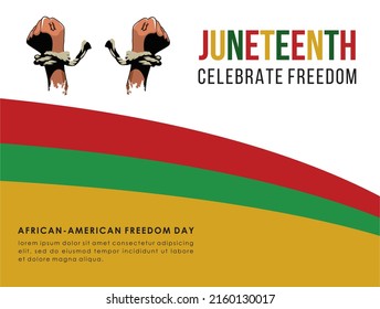 Social media post template for Juneteenth day, Celebration freedom, emancipation day in 19 june, African-American history and heritage.