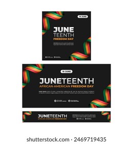 Social media post template for Juneteenth day, Celebration freedom, emancipation day in 19 june, African-American history and heritage.