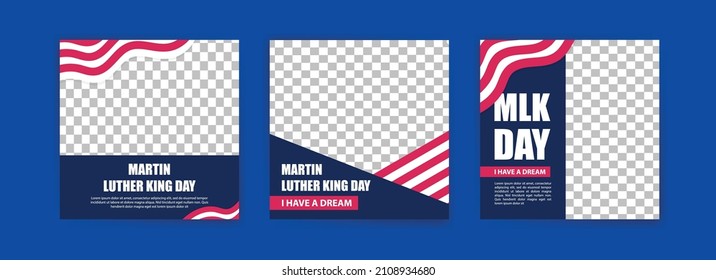 Social media post template for Martin Luther King day. Vector background for banners, posters and social media ads.