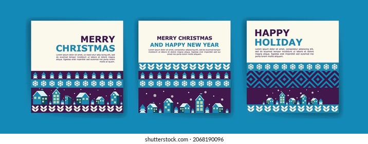 Social media post template for Merry Christmas And New Year. Colorful geometric pattern poster for Merry Christmas And New Year.