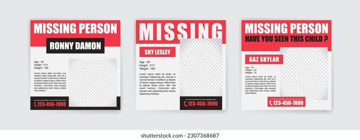 Social Media Post Template for Missing Person Search