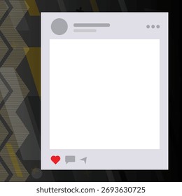 Social media post template mockup with heart, comment, and send icons, perfect for digital marketing and social media campaigns