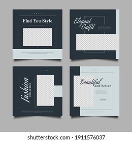 Social Media Post Template in Modern and Minimalist Style for fashion promotion. Fashion and lifestyle blog templates, web banners, brochures with placeholder for photos