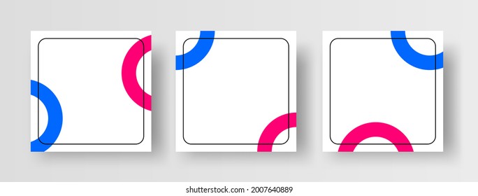 Social Media Post Template with Modern Background Designs. Set of Multipurpose Square Banner Design Templates with Abstract Circles and Frame on White Background