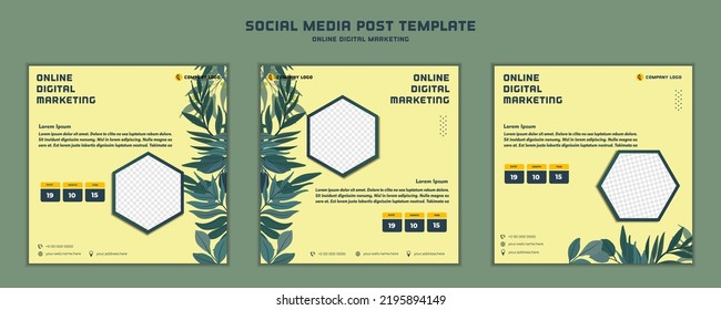 Social media post template modern design, for digital marketing online or poster marketing template