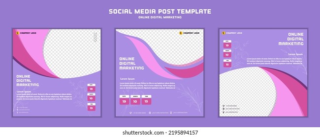 Social media post template modern design, for digital marketing online or poster marketing template