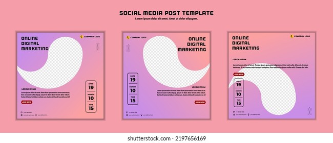 Social media post template modern design, for digital marketing online or poster marketing template