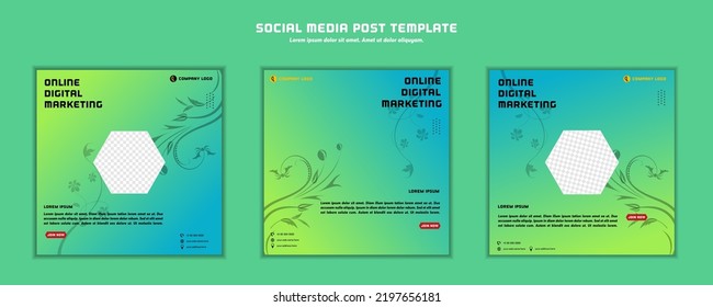 Social media post template modern design, for digital marketing online or poster marketing template