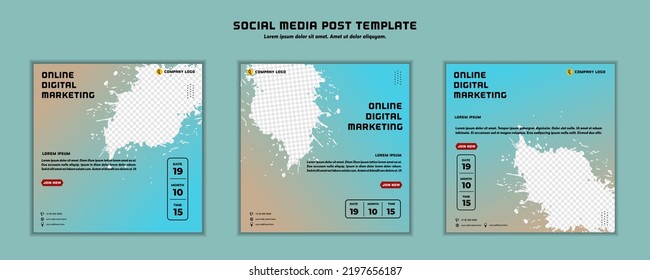 Social media post template modern design, for digital marketing online or poster marketing template