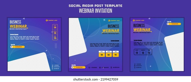 Social media post template modern design, for digital marketing online or webinar invitation template
