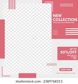 social media post template. Modern banner design with square shape and photo holder. Suitable for social media, websites, flyers and banners.