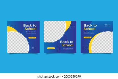 Social Media Post Template For New School Year School Enrollment Opening Promotion,back To School Vector Illustration Eps 10