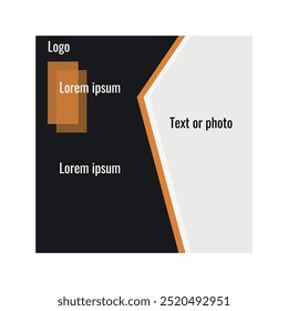 Modelo de postagem de mídia social, laranja e preto, design vetorial