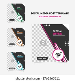 social media post template pack with full colour for your business promotion style four