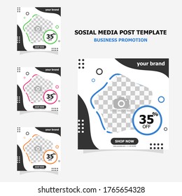 paquete de plantillas de publicación de medios sociales con color completo para tu estilo de promoción de negocios diecinueve