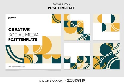 Social Media Post Template Pack. 5 Different Post Design Geometric Background