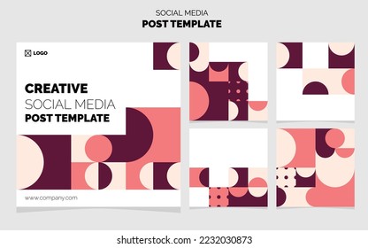 Social Media Post Template Pack. 5 Different Post Design Geometric Background