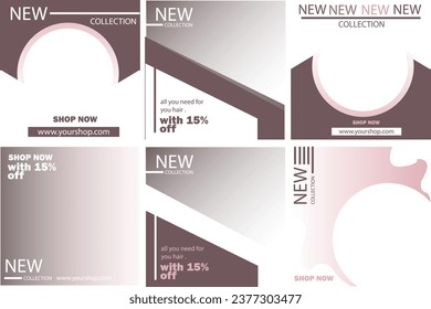 Social media Post Template pink and brown editable Banner Square. Illustration  flyer, branding, abstract, pink, fashion, magazine, bundle, media, dark, editable