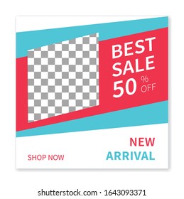 Social media post template  with place for photo,  Square templates for publications and advertising.