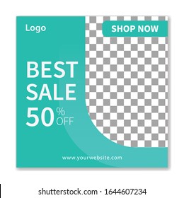 Social media post template  with place for photo,  Square templates for publications and advertising.
