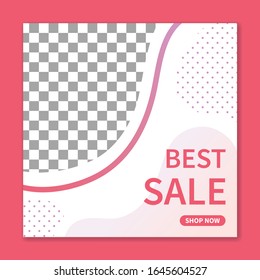 Social media post template  with place for photo,  Square templates for publications and advertising.