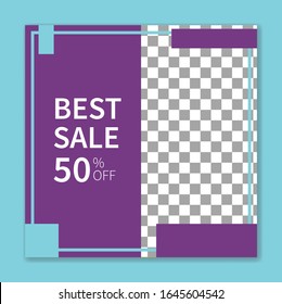 Social media post template  with place for photo,  Square templates for publications and advertising.