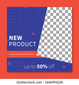 Social media post template  with place for photo,  Square templates for publications and advertising.