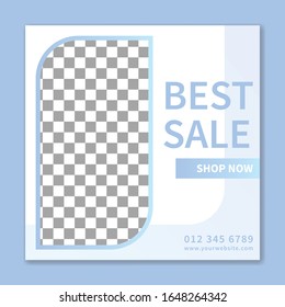 Social media post template  with place for photo,  Square templates for publications and advertising.