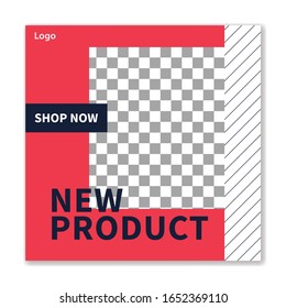 Social media post template  with place for photo,  Square templates for publications and advertising.