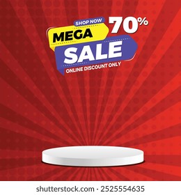 social media post template with podium, product display Discount banner, offer sale banner vector template. product display background,
mega offer design, Special offer tag, sale offer banner, online 