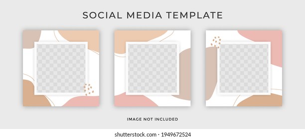 Social media post template for promotion. Web banner square for ad. Vector background with abstract shape.