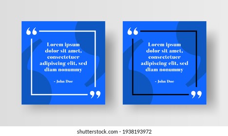 Social Media Post Template for Quotes. Editable Social Post or Square Banner Design for Instagram Post Quote or Text. Quote Typography with Creative Modern Quotation Marks Background Illustration