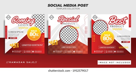 Social Media Post Template Ramadan Sale Red Business Profesional
