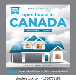 Social Media Post Template for Real Estate and Apartment Promotion in Minimal Style Design