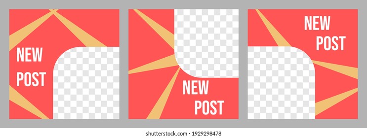 Social media post template in red color with straight triangular lines. designs for social media, advertising, promotion, background, etc.