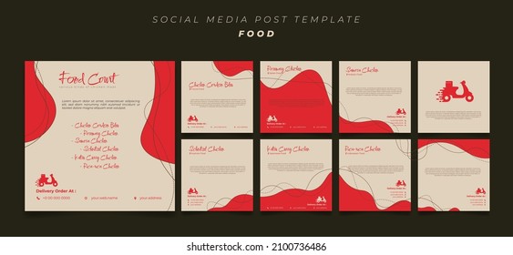 Social Media post template with red and yellow background design. Good template for online advertising design.