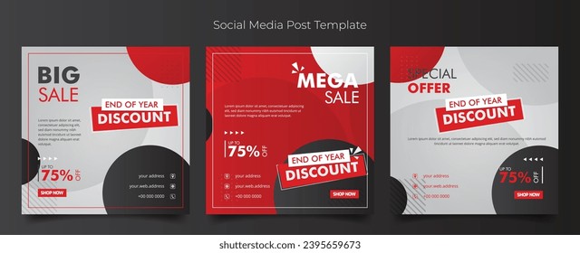 Plantilla de publicación de medios sociales en blanco rojo con fondo de círculo para el diseño de publicidad de productos