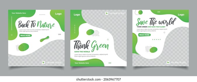 Social media post template with save the Earth