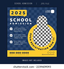 Social Media Post Template For School Admission Open Registration New Students. Great For Banner And Post Promotion