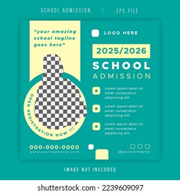 Social Media Post Template For School Admission Open Registration New Students. Great For Banner And Post Promotion