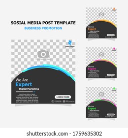 social media post template set full colour for your business promotion style seven