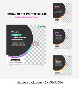 social media post template set full colour for your business promotion style five