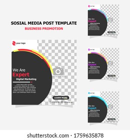 social media post template set full colour for your business promotion style nine