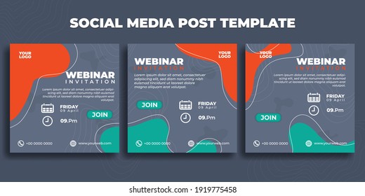 Social media post template. Set of modern Social media banner vector illustration. Webinar invitation banner with grey color design. good template for online advertising design.