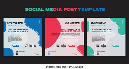 Social media post template. Set of Social media with color choice design. Vector illustration of Webinar invitation banner. good template for online advertising design.